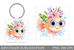 Cute Fish Keychain Design. Cute Fish Sublimation Product Image 1