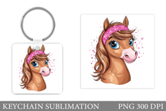 Horse Keychain Sublimation. Cute Horse Sublimation Product Image 1