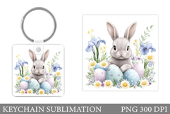 Easter Bunny Keychain Design. Easter Keychain Sublimation Product Image 1