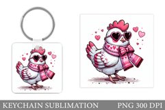 Cute Chicken Keychain. Valentines Keychain Sublimation Product Image 1