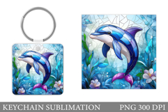 Dolphin Keychain Sublimation. Cute Dolphin Keychain Design Product Image 1