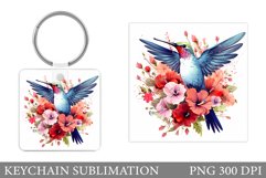 Hummingbird Keychain Design. Hummingbird Square Keychain Product Image 1