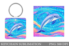 Cute Dolphin Keychain Design. Dolphin Sublimation Product Image 1