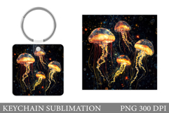 Jellyfish Keychain Design. Jellyfish Keychain Sublimation Product Image 1