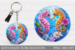 Seahorse Keychain Design. Cute Seahorse Sublimation Product Image 1