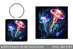 Jellyfish Keychain Design. Jellyfish Keychain Sublimation Product Image 1