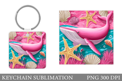 Whale Keychain Sublimation. Whale Square Keychain Design Product Image 1