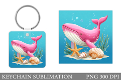 Whale Keychain Sublimation. Whale Sublimation Product Image 1