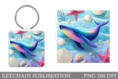 Whale Keychain Sublimation. Whale Sublimation Product Image 1