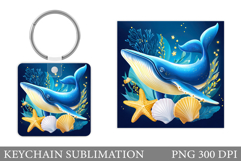 Whale Keychain Sublimation. Whale Sublimation Product Image 1