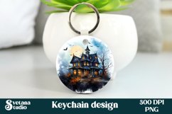 Halloween haunted house keyring sublimation