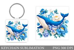Whale Keychain Sublimation. Whale Sublimation Product Image 1