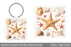 Starfish Keychain Design. Sea Keychain Sublimation Product Image 1