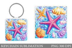 Starfish Keychain Design. Sea Keychain Sublimation Product Image 1