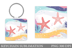 Starfish Keychain Design. Sea Keychain Sublimation Product Image 1
