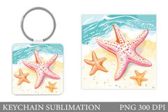 Starfish Keychain Design. Starfish Sublimation Product Image 1