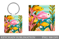 Fish Keychain Sublimation. Sea Keychain Design Product Image 1