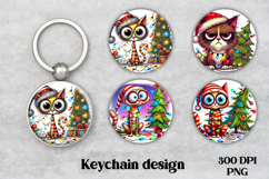 Christmas cat keychain PNG | Christmas keyring sublimation Product Image 1