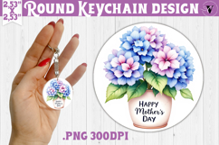 Round keychain | Mothers Day | Flowers in Pot Product Image 1