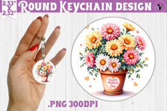 Round keychain | Mothers Day | Flowers in Pot Product Image 1
