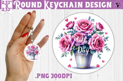 Round keychain | Mothers Day | Roses in Flower Pot Product Image 1
