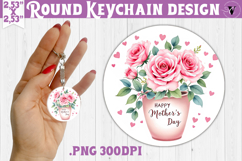 Round keychain | Mothers Day | Roses in Flower Pot Product Image 1