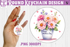 Round keychain | Mothers Day | Flowers in Pot Product Image 1