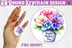 Round keychain | Mothers Day | Flowers in Pot Product Image 1