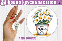 Round keychain | Mothers Day | Daisies in Flower Pot Product Image 1