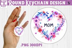 Round keychain | Mothers Day | Flower Heart Product Image 1