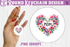 Round keychain | Mothers Day | Flower Heart Product Image 1