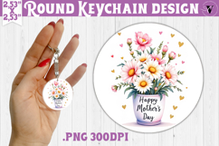 Round keychain | Mothers Day | Daisies in Flower Pot Product Image 1