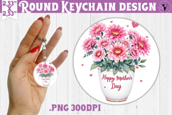 Round keychain | Mothers Day | Flowers in Pot Product Image 1