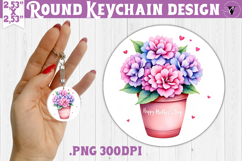 Round keychain | Mothers Day | Flowers in Pot Product Image 1