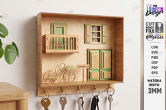 Keyholder Welcome Miniature Laser Cut | Wall Key Hanger SVG Product Image 1