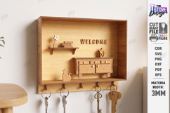 Keyholder Welcome Miniature Laser Cut | Wall Key Hanger SVG Product Image 1