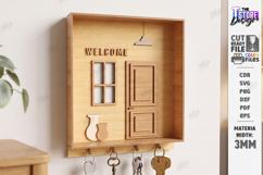 Keyholder Welcome Miniature Laser Cut | Wall Key Hanger SVG Product Image 1