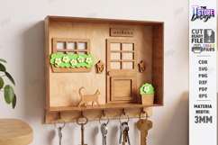 Keyholder Welcome Miniature Laser Cut | Wall Key Hanger SVG Product Image 1