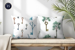 Keys Designed Like Tree Branches Watercolor Digital Paper Product Image 2
