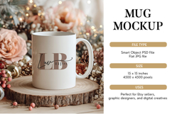 Rustic Christmas Mug Mockup PSD &amp; JPG Product Image 1