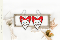 Heart Shaped Cat Earrings Laser Cut SVG Product Image 2