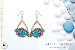 Floral Turtle Earrings Laser Cut | Animal Teardrop Earrings Product Image 3