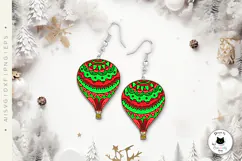 Colorful Air Balloon Laser Cut Earrings SVG File Product Image 3