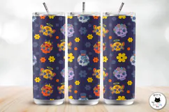 Fancy Skull Halloween Tumbler Wrap | Spooky Seamless Pattern Product Image 2