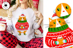 Whimsical Christmas Cat PNG Clipart Design Product Image 3