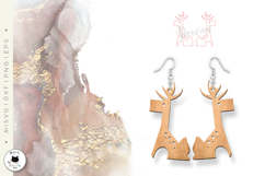 Christmas Earrings Laser Cut | Reindeer Earrings SVG Product Image 2