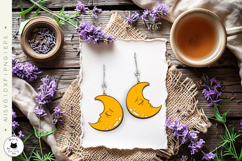 Sleepy Moon Earrings SVG | Celestial Earrings Laser Cut Product Image 3