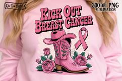 Kick Out Breast Cancer PNG October Wear Pink Western Boots Product Image 1