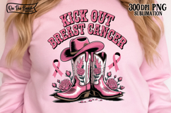 Kick Out Breast Cancer PNG October Wear Pink Western Boots Product Image 1