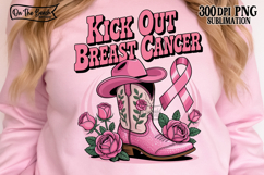Kick Out Breast Cancer PNG October Wear Pink Western Boots Product Image 1
